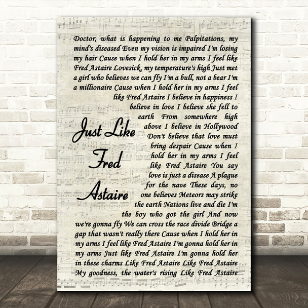 James Just Like Fred Astaire Vintage Script Song Lyric Music Art Print