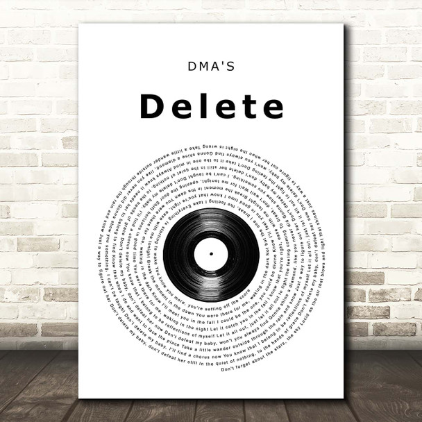 DMA'S Delete Vinyl Record Song Lyric Print