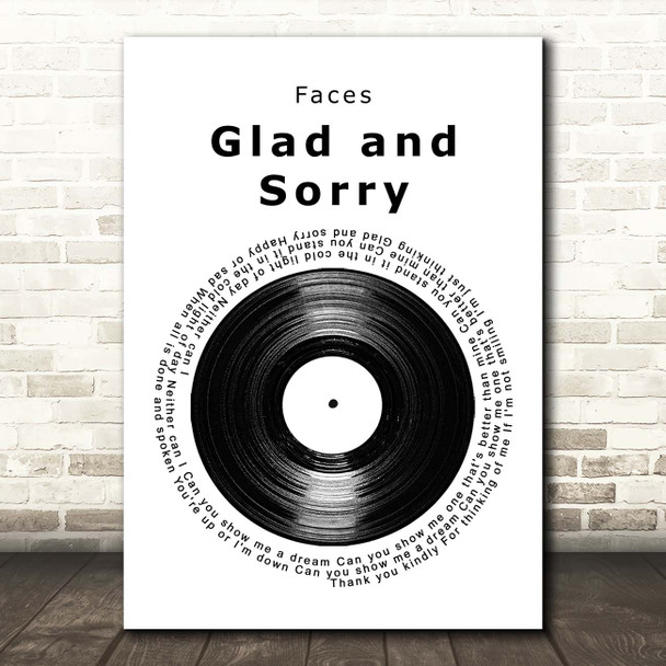 Faces Glad and Sorry Vinyl Record Song Lyric Print