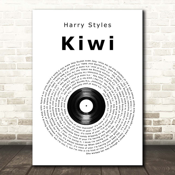 Harry Styles Kiwi Vinyl Record Song Lyric Print