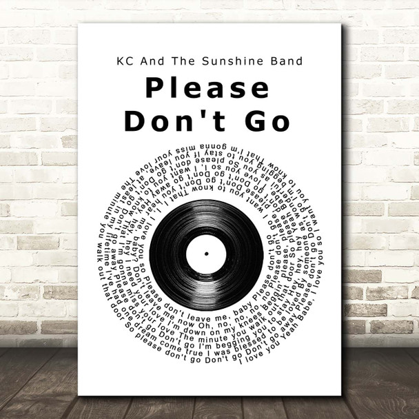 KC And The Sunshine Band Please Don't Go Vinyl Record Song Lyric Print