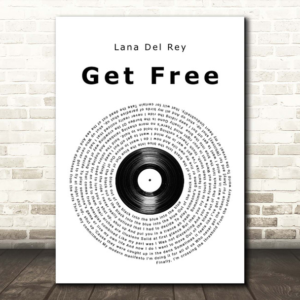 Lana Del Rey Get Free Vinyl Record Song Lyric Print