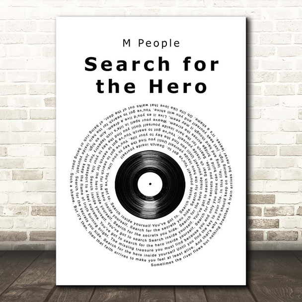 M People Search for the Hero Vinyl Record Song Lyric Print
