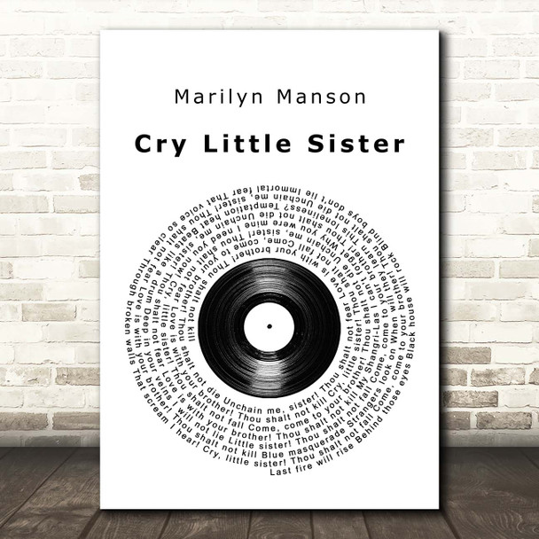 Marilyn Manson Cry Little Sister Vinyl Record Song Lyric Print