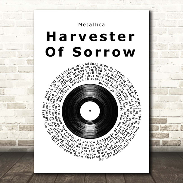 Metallica Harvester Of Sorrow Vinyl Record Song Lyric Print