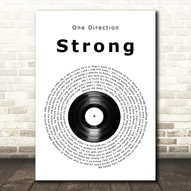 One Direction Strong Vinyl Record Song Lyric Print