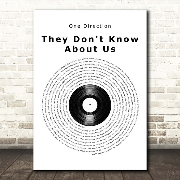 One Direction They Don't Know About Us Vinyl Record Song Lyric Print