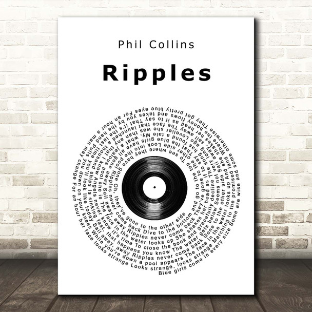 Phil Collins Ripples Vinyl Record Song Lyric Print