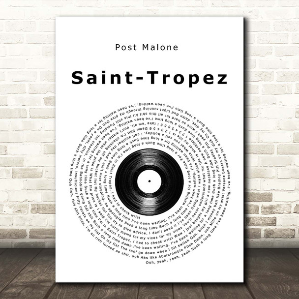 Post Malone Saint-Tropez Vinyl Record Song Lyric Print