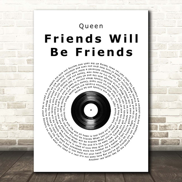 Queen Friends Will Be Friends Vinyl Record Song Lyric Print