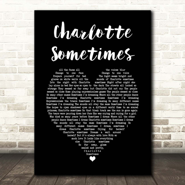 The Cure Charlotte Sometimes Black Heart Song Lyric Print