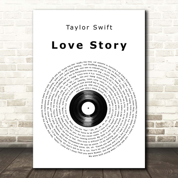 Taylor Swift Love Story Vinyl Record Song Lyric Print