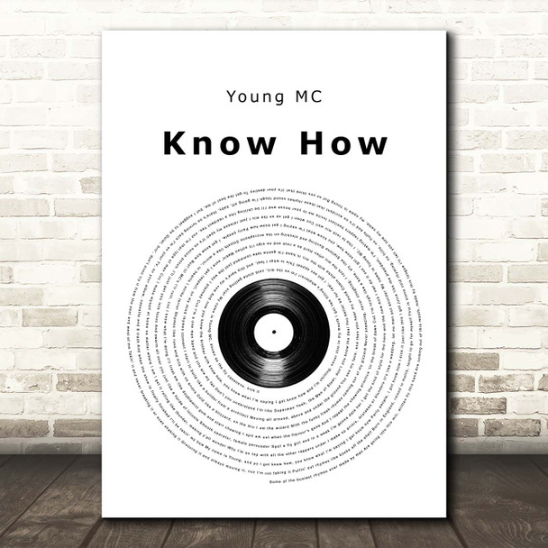 Young MC Know How Vinyl Record Song Lyric Print