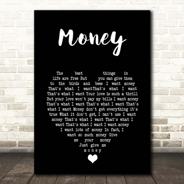 The Flying Lizards Money Black Heart Song Lyric Print