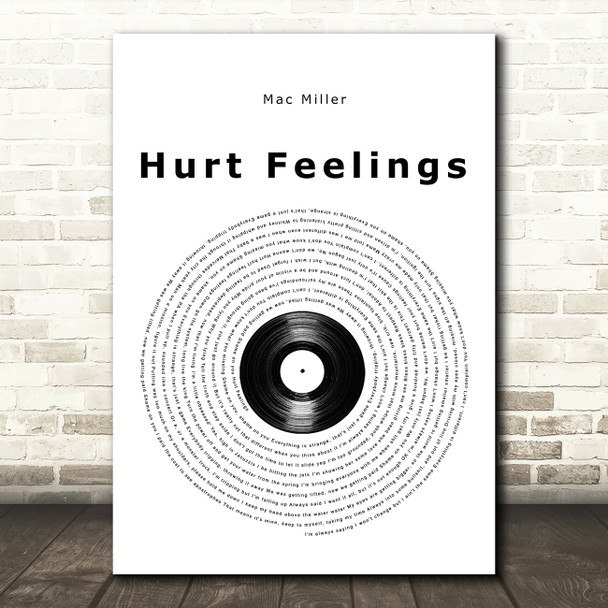 Mac Miller Hurt Feelings Vinyl Record Song Lyric Wall Art Print