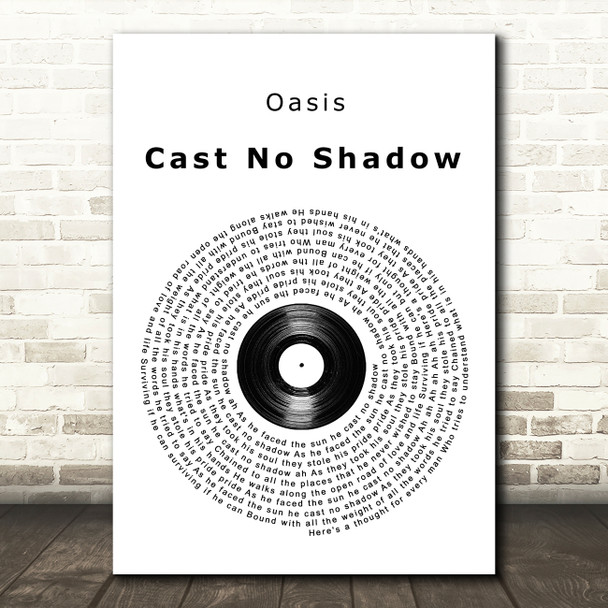 Oasis Cast No Shadow Vinyl Record Song Lyric Wall Art Print