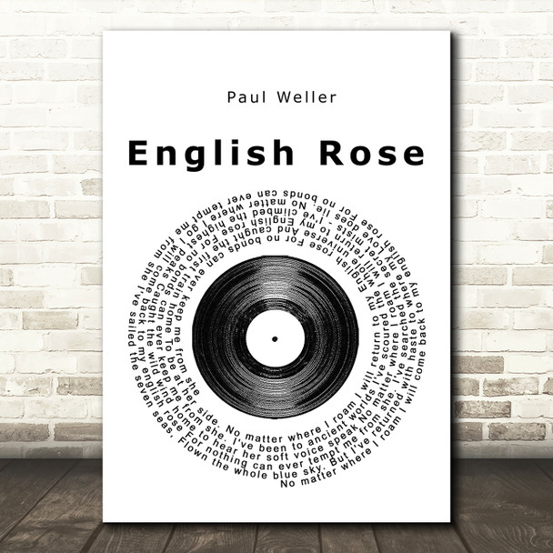 Paul Weller English Rose Vinyl Record Song Lyric Wall Art Print