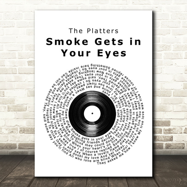 The Platters Smoke Gets in Your Eyes Vinyl Record Song Lyric Wall Art Print