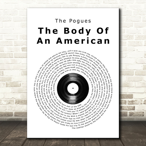 The Pogues The Body Of An American Vinyl Record Song Lyric Wall Art Print