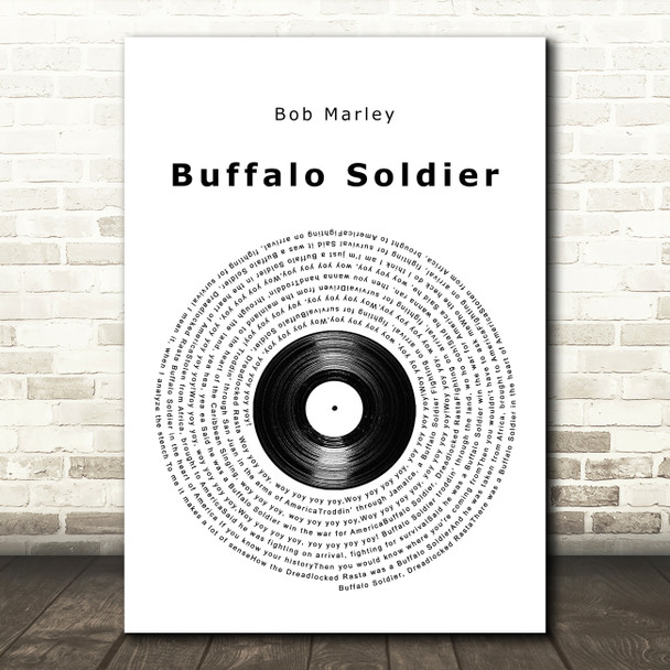 Bob Marley Buffalo Soldier Vinyl Record Song Lyric Wall Art Print