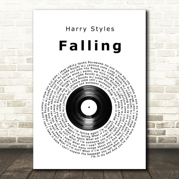 Harry Styles Falling Vinyl Record Song Lyric Wall Art Print