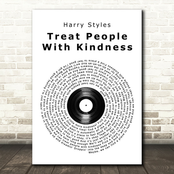 Harry Styles Treat People With Kindness Vinyl Record Song Lyric Wall Art Print