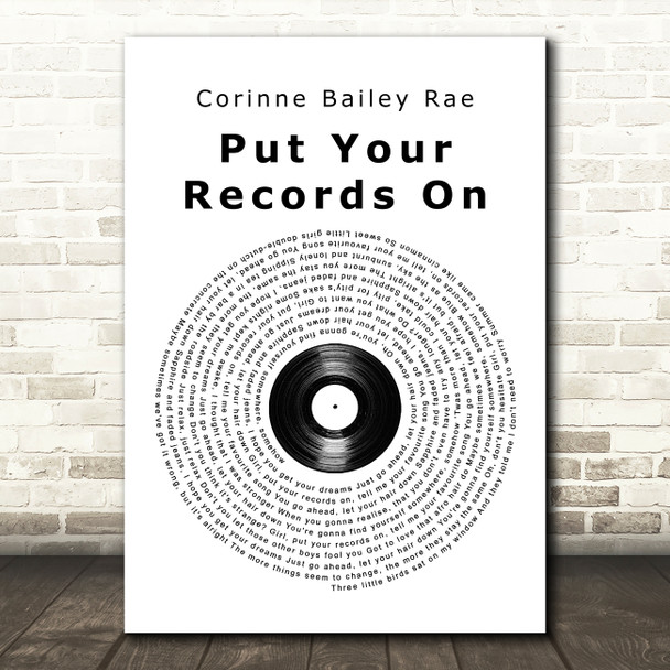 Corinne Bailey Rae Put Your Records On Vinyl Record Song Lyric Quote Music Print