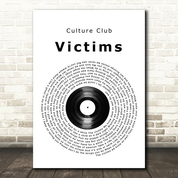Culture Club Victims Vinyl Record Song Lyric Quote Music Print
