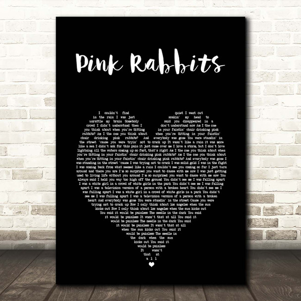The National Pink Rabbits Black Heart Song Lyric Print