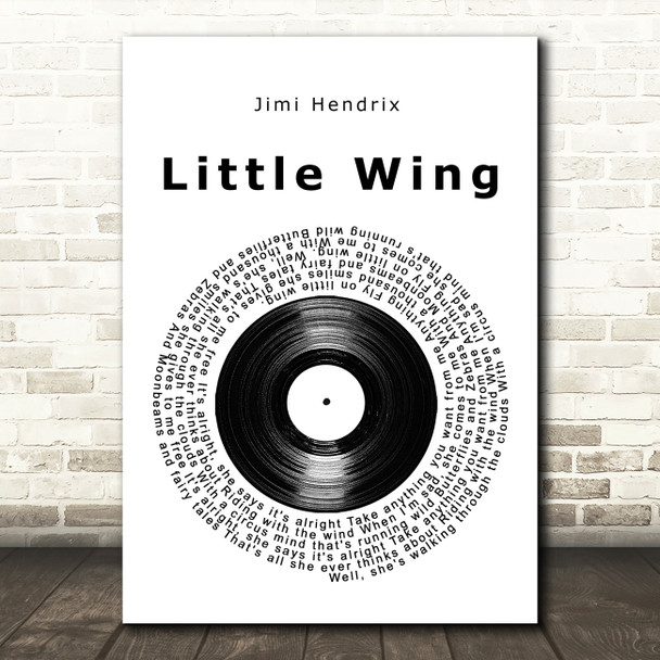 Jimi Hendrix Little Wing Vinyl Record Song Lyric Quote Music Print