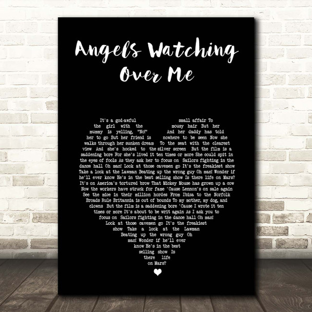 The Oak Ridge Boys Angels Watching Over Me Black Heart Song Lyric Print