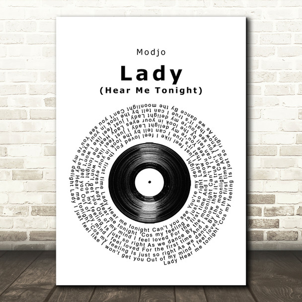 Modjo Lady (Hear Me Tonight) Vinyl Record Song Lyric Quote Music Print