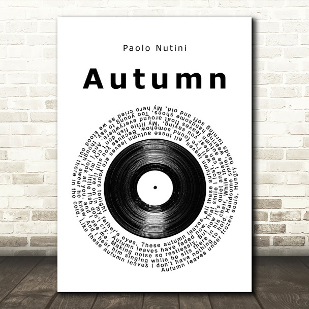 Paolo Nutini Autumn Vinyl Record Song Lyric Quote Music Print
