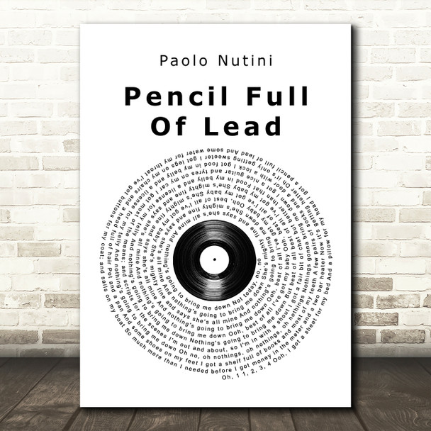 Paolo Nutini Pencil Full Of Lead Vinyl Record Song Lyric Quote Music Print