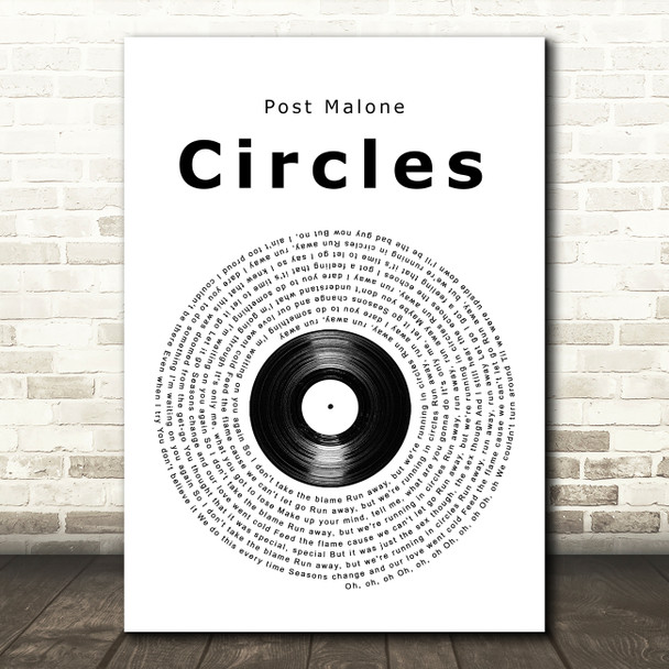 Post Malone Circles Vinyl Record Song Lyric Quote Music Print