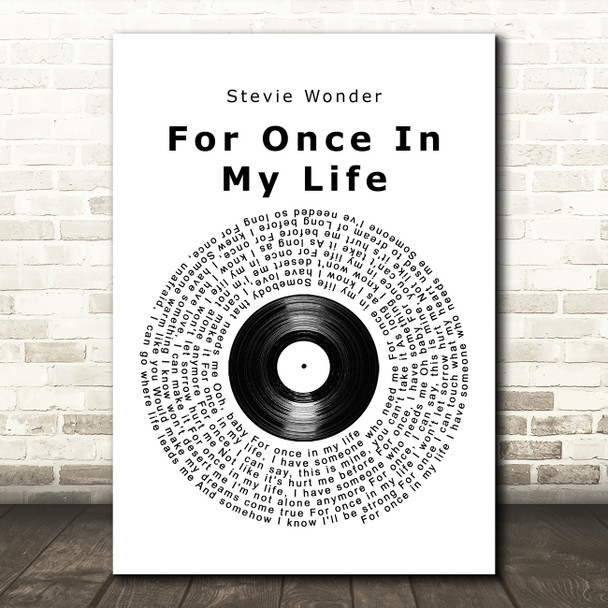 Stevie Wonder For Once In My Life Vinyl Record Song Lyric Quote Music Print