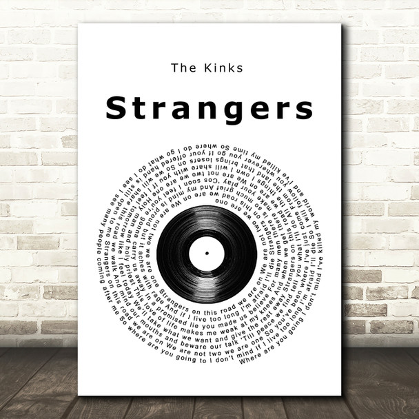The Kinks Strangers Vinyl Record Song Lyric Quote Music Print