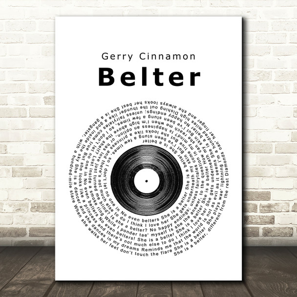Gerry Cinnamon Belter Vinyl Record Song Lyric Quote Print
