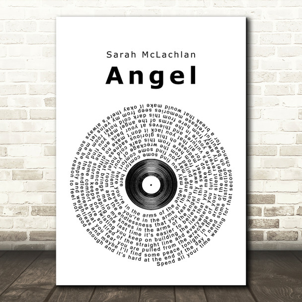 Sarah McLachlan Angel Vinyl Record Song Lyric Quote Print