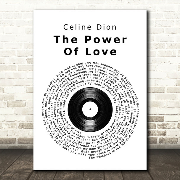 Celine Dion The Power Of Love Vinyl Record Song Lyric Quote Print