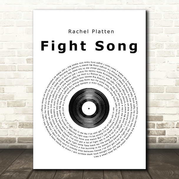 Rachel Platten Fight Song Vinyl Record Song Lyric Quote Print