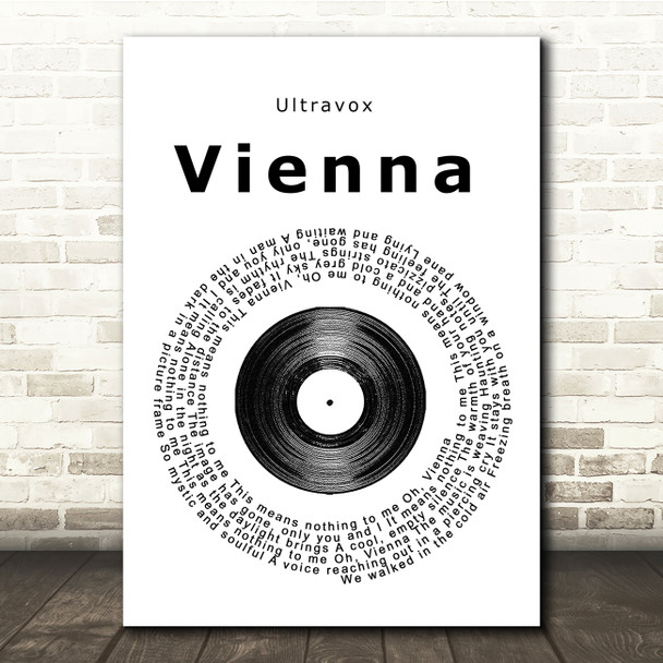 Ultravox Vienna Vinyl Record Song Lyric Quote Print