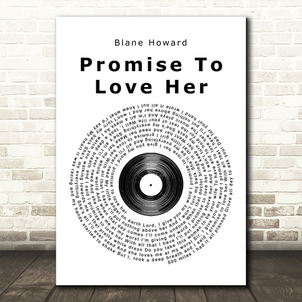Blane Howard Promise To Love Her Vinyl Record Song Lyric Quote Print