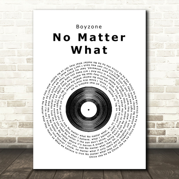 Boyzone No Matter What Vinyl Record Song Lyric Quote Print