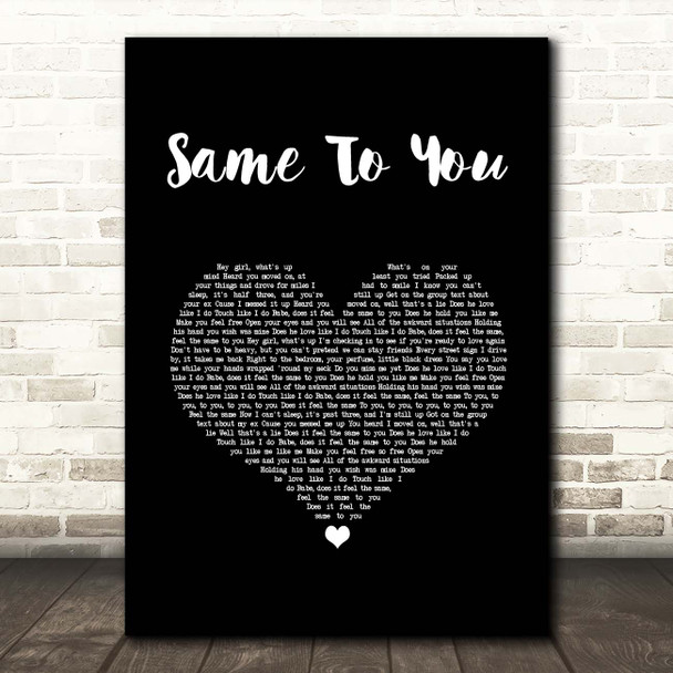 The Vamps Same To You Black Heart Song Lyric Print