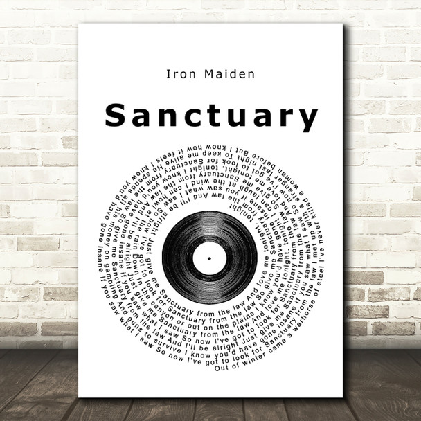 Iron Maiden Sanctuary Vinyl Record Song Lyric Quote Print