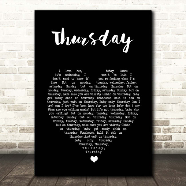 The Weeknd Thursday Black Heart Song Lyric Print