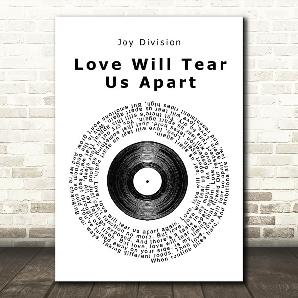 Joy Division Love Will Tear Us Apart Vinyl Record Song Lyric Quote Print