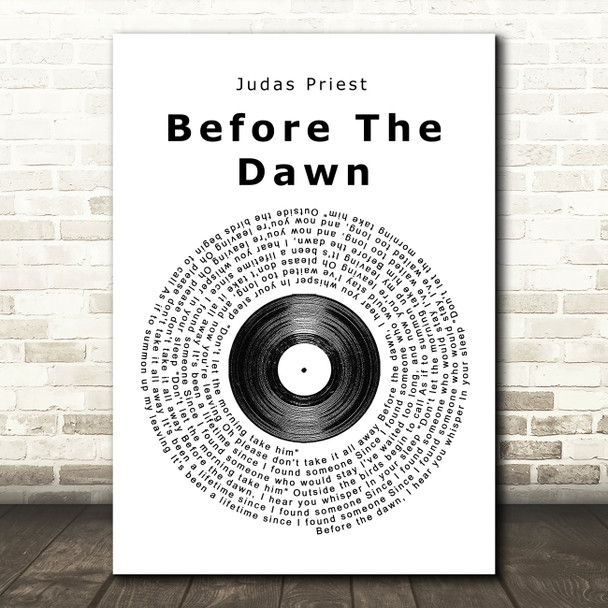 Judas Priest Before The Dawn Vinyl Record Song Lyric Quote Print