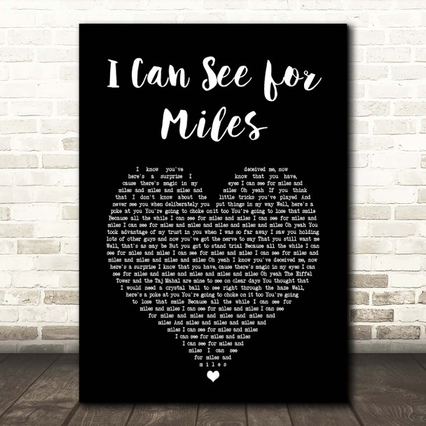 The Who I Can See for Miles Black Heart Song Lyric Print